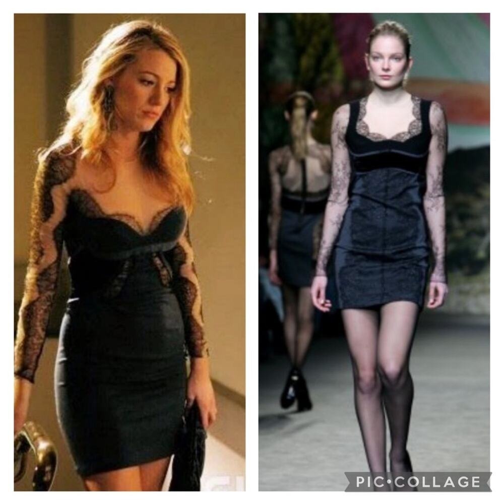 Stella McCartney Runway Little Black Lace Fall 2009 Wool Mini Dress 44 8